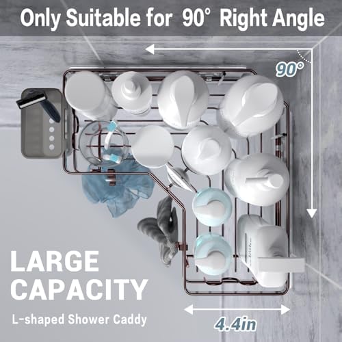 AKTECKE Shower Caddy Corner Organizer: 2Pack Adhesive Shower Shelf Essentials - No Drilling Stainless Steel Bathroom Storage Rack with Hooks and Toothpaste Holder - Image 2
