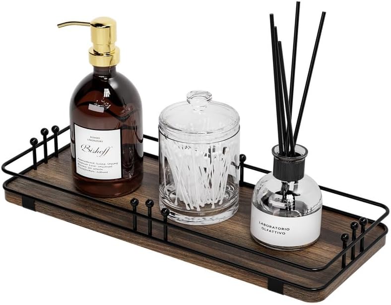 Bathroom Vanity Tray Countertop, Decor, 11.3"x 4.4" Brown-Black by Unknown