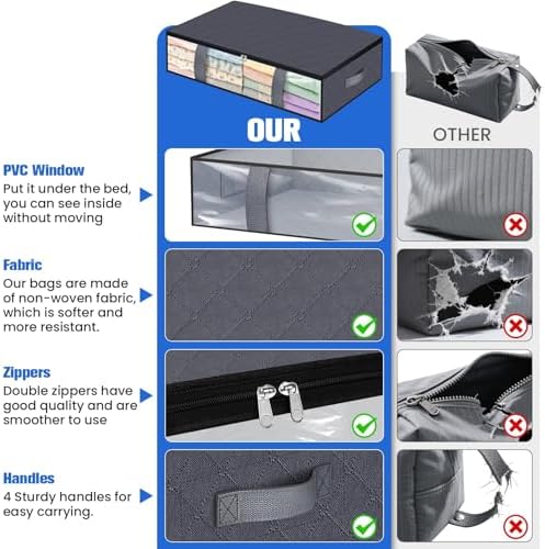 TasticTotes 8 Pack Under Bed Storage Containers, 75L Blanket Storage Bags - Image 6