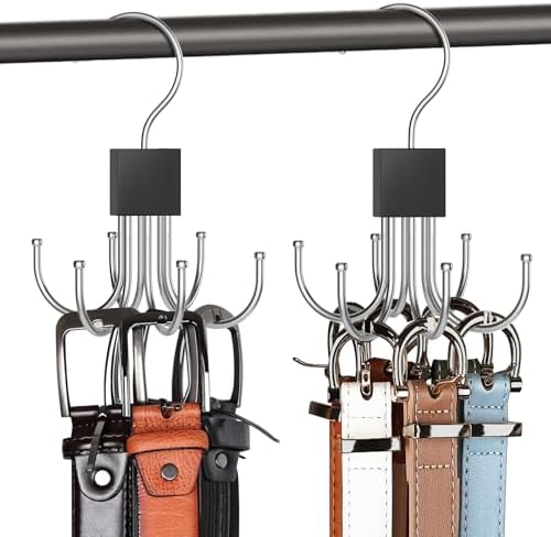 Belt Hanger, 2PCS Belt Organizer for Closet 360° Rotatable by HAILMAJOR