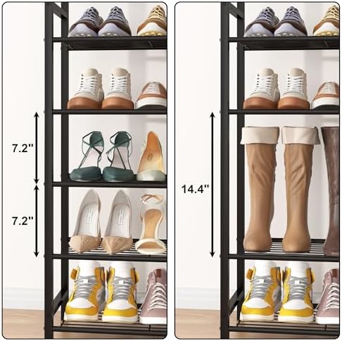 HOMEFORT 10 Tiers Shoe Rack Organizer,30" Shoe Storage Shelf for Closet, Shoe Rack for Entryway,Holds 36-40 Pairs of Shoe, Tall Shoe Stand with Metal Shelves and MDF Top Board,Rustic Brown - Image 6