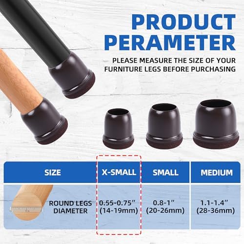 24PCS Extra Small Chair Leg Protectors for Hardwood Floors, Fit 0.55"-0.75" - Image 3
