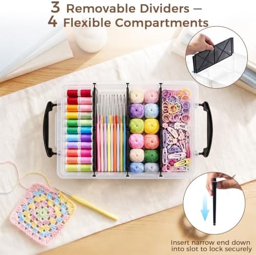 Citylife 4PC Storage Bins with Lids,Storage Box with Dividers - Image 2