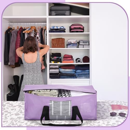 6 Pack Heavy Duty Extra Large Dorm Moving Bags, Purple - Image 6