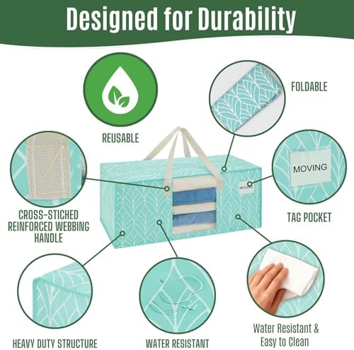 VENO Heavy Duty Moving Bags, Storage Bags, Clear Window, Evergreen, 6 Pack - Image 5