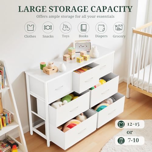 7-Drawer Dresser for Bedroom, Anti-Tip Wide Storage Organizer Fabric - Image 5