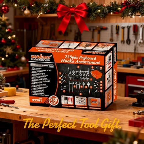 HORUSDY 238 PCS Pegboard Hooks Assortment Kit – 16 Types Heavy Duty Pegboard Accessories with Bins – Fits 1/8 & 1/4 Inch Pegboard Metal Hooks for Garage, Workshop, and Tool Storage Organization - Image 2