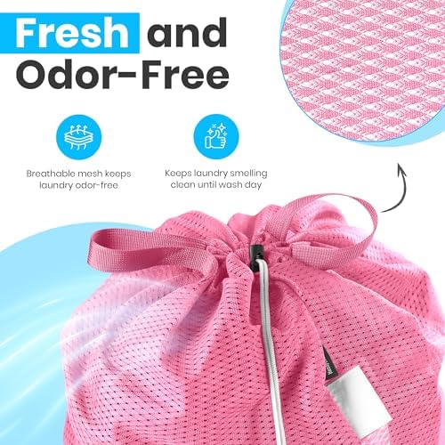Handy Laundry Mesh XL Laundry Bag 24"x36" with Shoulder Strap, Pink - Image 5