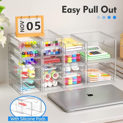 ARSTPEOE 17-Drawer Acrylic Storage & Makeup Organizer for Desk, Bath - Image 4