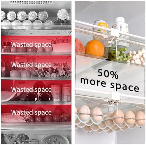 URALFA 2PCS Fridge Drawer Organizer and Egg Holder For Refrigerator - Image 5