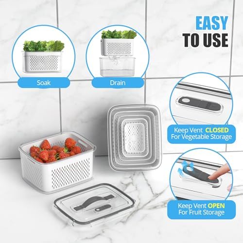 damynuo 10 Pack Fruit Storage Containers for Fridge with Removable Colander - Image 4
