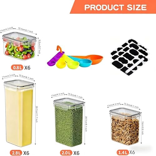 24pcs Airtight Containers, Clear Stackable Dry Food Storage - Image 2