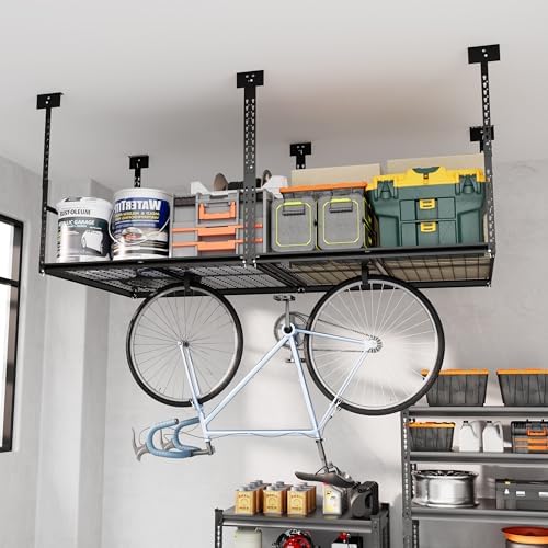 3x6 Ft Overhead Garage Storage Rack, 28-41 inch Height Adjustable Ceiling Mounted Organization Rack, 450 lbs Weight Capacity, 36"x72" Metal Rack for Garage Storage with Wire Decking - Image 2