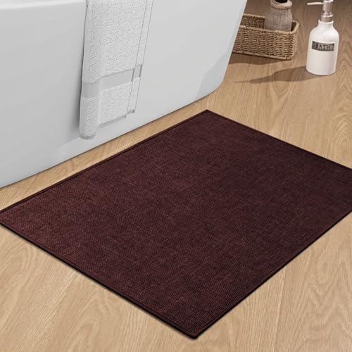 chakme Bathroom Rugs Mat 36x24, Ultra Thin Non Slip Bath Mat Large Quick Dry Absorbent Bath Mat for Bathroom Floor, (Dark Purple, 36"x24") by CHAKME