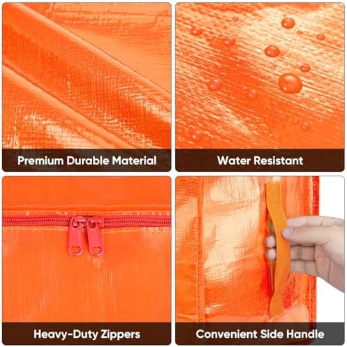 BALEINE 6-Pack Oversized Moving Bags with Reinforced Handles, Heavy-Duty Storage Tote for Clothes, Moving Supplies (Orange, 6-Pack) - Image 4