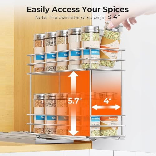 Mystozer Pull Out Spice Rack Organizer for Cabinet, Slide Out Spice Racks - Image 5