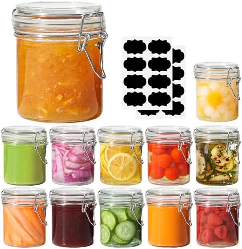 ComSaf Small 8 oz Glass Jars with Airtight Lids 12 Pack Jam Pantry by ComSaf