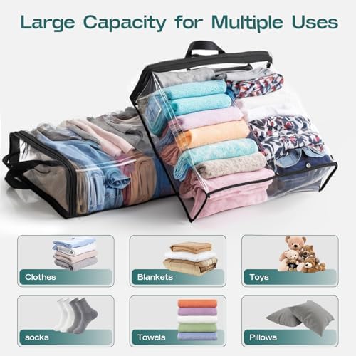 Hopack Under Bed Storage Bags Organizer, 22L Clear Storage Bags, Bags Organizer Clear Zipper Containers Bedroom, Storage Bag for Sweater, Clothes, Shoe Toy, Blanket, Sheet (Black,10PACK) - Image 3