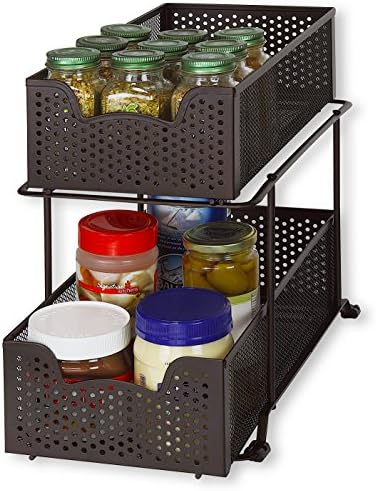 Simple Houseware 2 Tier Sliding Cabinet Basket Organizer Drawer, Bronze by SimpleHouseware