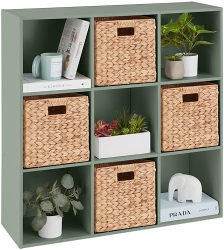 Best Choice Products Kids Bookcase 9-Cube Storage Organizer, 13.5in Shelf Opening, Bookshelf, Toy Storage, Customizable w/ 3 Removable Back Panels – Sage by BestChoiceProducts