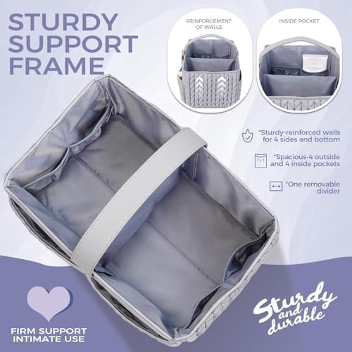 Luxurious Baby Diaper Caddy, Nursery Storage Basket for Newborn Boy and Girl, Travel Baby Basket for Diapers Baby Wipes, Organizer Tote Bag Storage Bin, Baby Shower Gifts (light gray) - Image 3