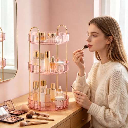 Rotating Makeup Organizer Countertop, Bathroom Lazy Susan Tray Stand - Image 6