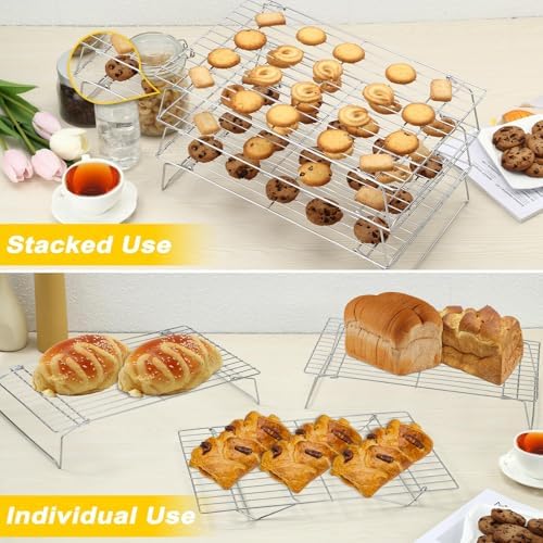 Hunnycook Cooling Racks - 10 * 16 Inch 3PCS Stackable Tall Baking Racks, Stainless Steel Wire Rack for Baking Sheet, Cooling Racks for Cooking and Baking, Oven and Dishwasher Safe - Image 5