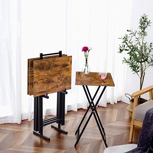 HOOBRO Folding TV Tray Tables, Set of 4 TV Trays with Storage Rack - Image 4