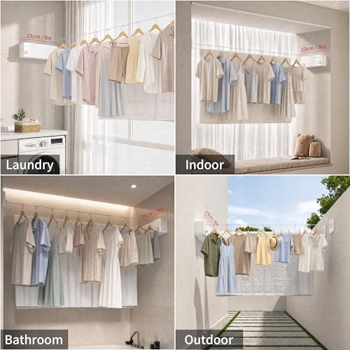 JOOM Retractable Clothesline Indoor, Dual 2 x 13.8 FT Clothes Lines, White - Image 4