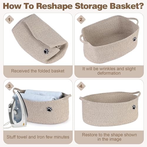 Optish Dog Toy Basket, 30L Toy Box and Bin for Dog Cat Storage, 19.7" X 11" X 7.9" Large Woven Rope Basket for Blankets, Living Room, Bedroom, Brown - Image 7