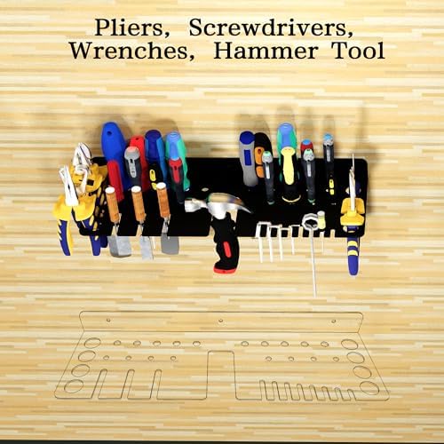 Screwdriver Organizer, Pliers Rack, Hammer Holder, Heavy Duty Wall Mounted Tool Storage Rack, Hand Tools Organizer, Metal Organizer for Garage Workshop, Garage Tool Organizer Wall Mount, 15.75 Inch - Image 3