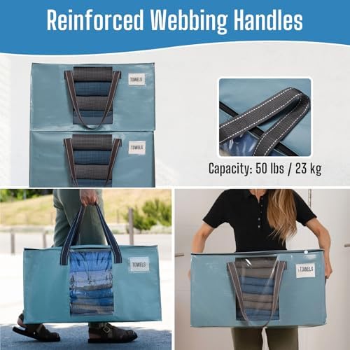 VENO Moving Bags, Wide Open Top, Clear Window, Light Blue, 4 Pack - Image 4