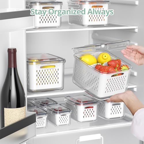 Anysig 8 Pack Fridge Fruit Storage Containers with Removable Colander - Image 5