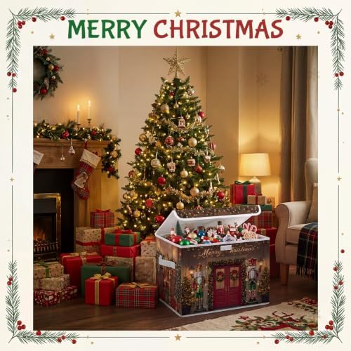 Briwooody Christmas Nutcracker Storage Bin with Lid and Carrying Handle Red Christmas Storage Box Large Xmas Nutcracker Decorative Collapsible Container Basket for Organizing Closet Home Bedroom Gift - Image 6