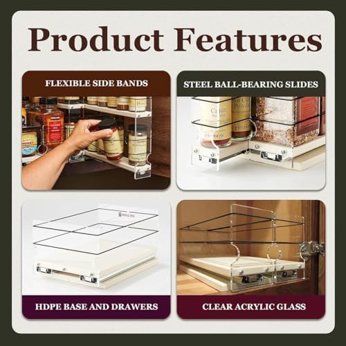 Vertical Spice Narrow Spice Rack -Sliding Spice Jars Organizer - Pantry Organizers & Storage - Slide Out Drawers for Kitchen Cabinets -Seasoning Caddy (2.3" W x .9.25" H x 10.6"D, Partially Assembled) - Image 4