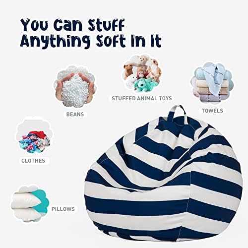 Stuffed Animal Storage Bean Bag Chair Cover Only for Kids Girls Toddler, Large Beanbag Chair Without Filling for Organizing Children Soft Plush Toys - Image 4