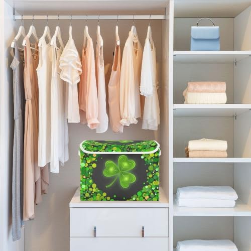 St. Patrick's Day Storage Bins with Lids and Carrying Handle,Foldable Storage Boxes Organizer Containers Baskets Cube with Cover for Home Bedroom Closet Office - Image 6