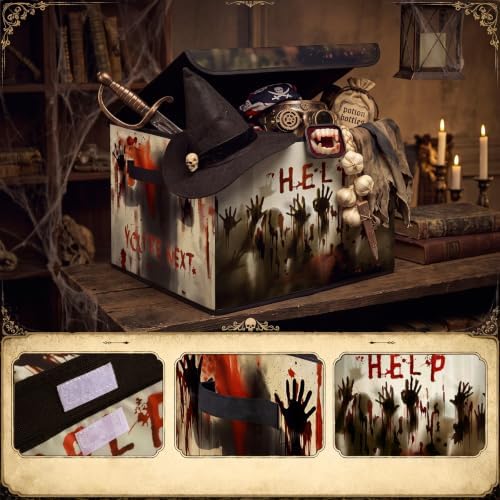 Briwooody Bloody Horror Halloween Storage Bin with Lid and Carrying Handle - Image 3