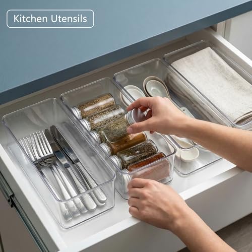 Qilinba 8 PACK Drawer Organizers Deep Drawer Organizer Bins - Image 6