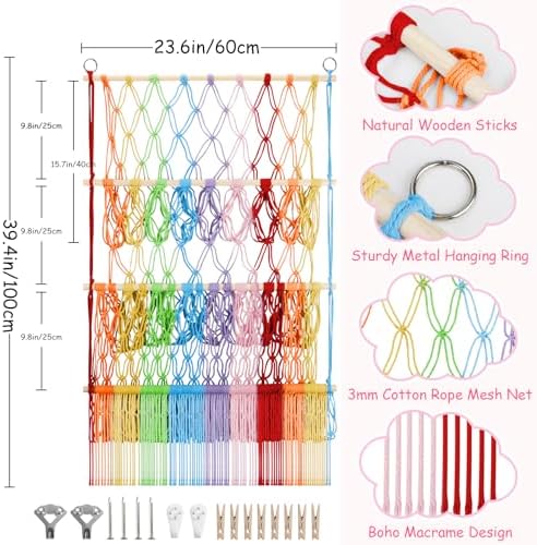 3 Tier Stuffed Animal Storage Net, 24x39 Inch Plushies Storage,Rainbow - Image 2