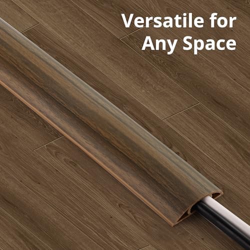 ZhiYo 10ft Floor Cord Cover, Cable Cavity 0.6" W x 0.3" H, Smoked Brown - Image 3