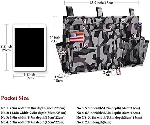 Surblue Bedside Caddy Hanging Organizer Storage Bag Pocket for Bunk, Hospital, College Dorm Rooms, Baby Bed Rails, Camp - 8 Pockets (Large, City) - Image 5