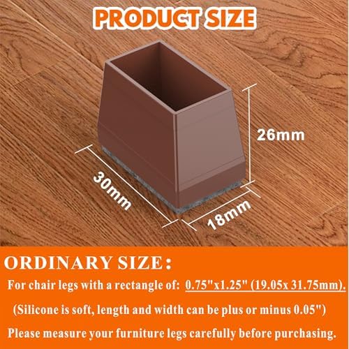 Rectangle Chair Leg Protectors for Hardwood Floors,(Brown,0.75 x 1.25) - Image 2