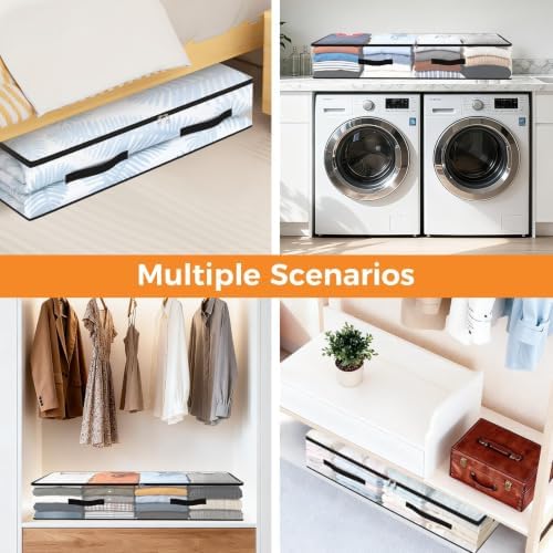 6 Pack Under Bed Storage Bags, 90L Foldable Clear Containers with Handles - Image 7
