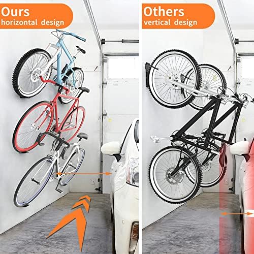 WALMANN 3-Pack Bike Pedal Hanger Wall Mount Heavy Duty Horizontal Bike Rack - Image 3