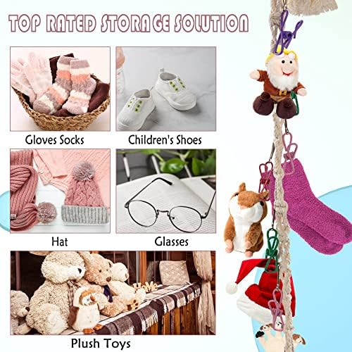 3 Pieces Stuffed Toy Chain Display Organizer Strong Toy Organizer Storage Chain Stuffed Animal Toy Holder Hanging with 45 Metal Clips 6 Ceiling Hook for Hanging Plush Toys Display - Image 3