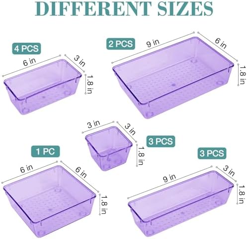 13 PCS Drawer Organizer Set, 5 Size Bathroom and kitchen organizer Trays - Image 2