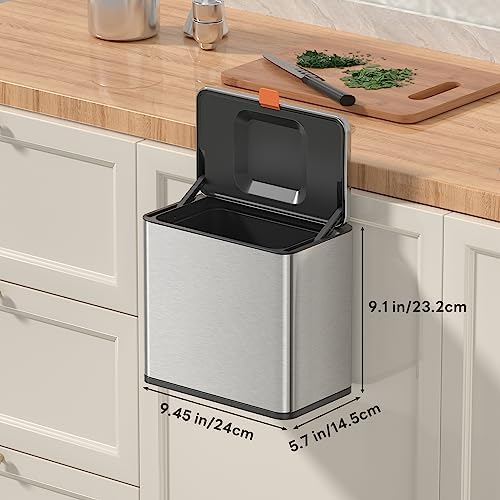 Mbillion 1.05 Gal Silver Hanging Stainless Steel Compost Bin - Image 5