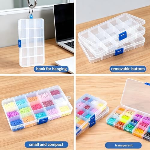 4Pack Bead Organizer Box with Adjustable Dividers,for Bracelet Making DIY Jewelry Craft Nail and Earring Organizing,Fishing Tackle Boxes (clear) - Image 3
