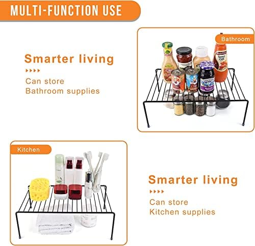 Large Cabinet Storage Shelf Rack (16.1 x 10.2 Inch), Kitchen Counter Organizer, Fridge and Bathroom Cupboard Storage Rack (Black, 2) - Image 4